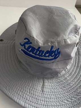 Kentucky Wildcats  Gray Bucket Hat with Blue Embroidery